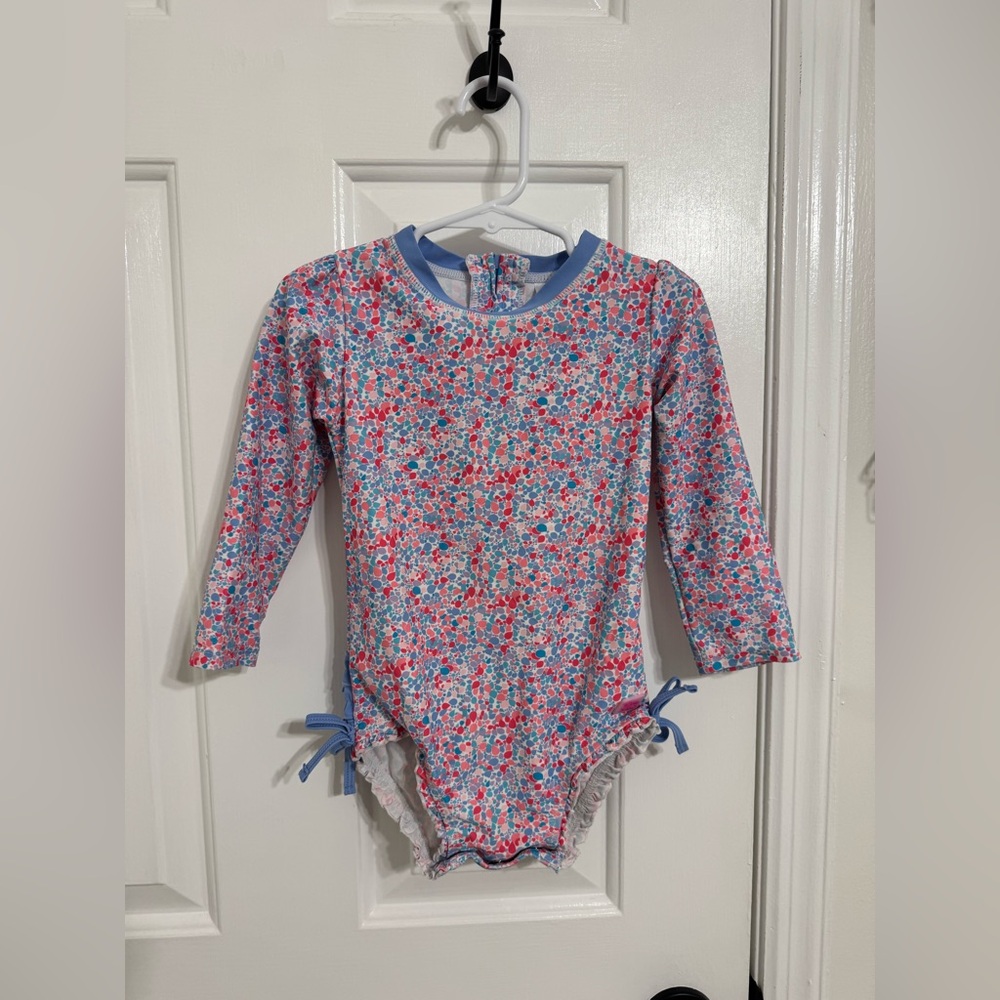 RuffleButts 2T Sparkle Shimmer On Long Sleeve Rashguard